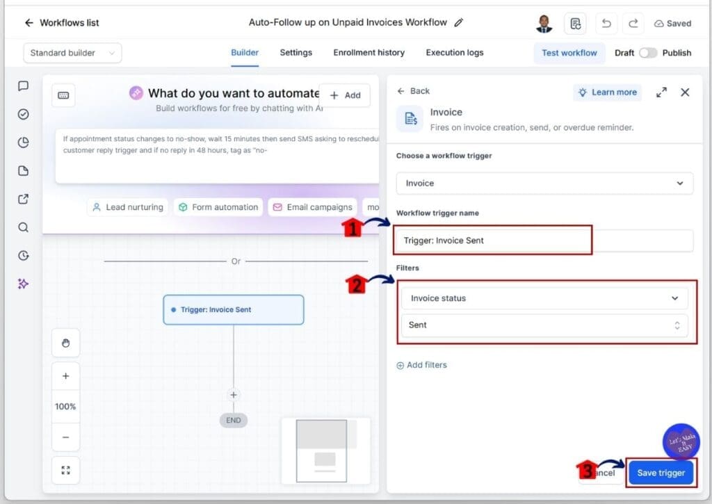 ghl-automated-invoice-reminders-sent GoHighLevel Automated Invoice Reminders - Rename the Invoice Trigger and Set the Filter