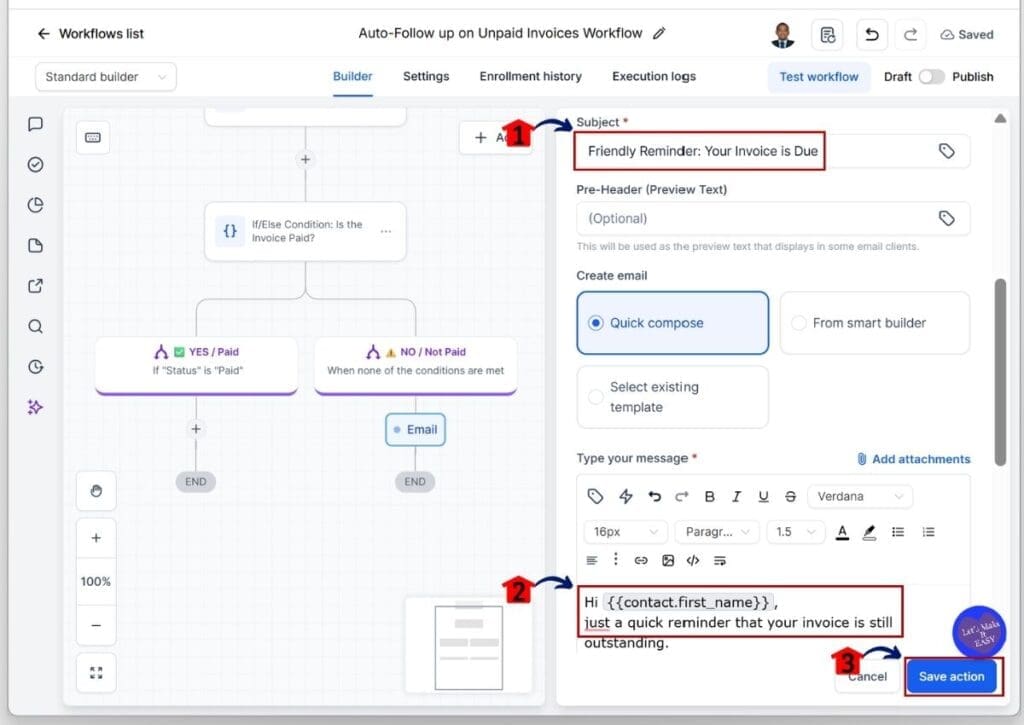 ghl-automated-invoice-reminders-subject-email Automated Invoice Reminders - Add the Email Subject Line and Body