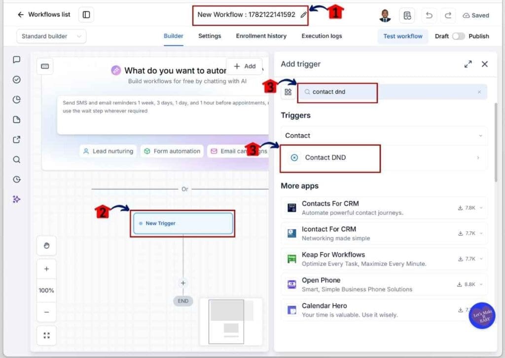 ghl-dnd-contact-workflow-trigger GoHighLevel DND Contact Workflow - Set the Contact DND Trigger After Renaming Your Workflow