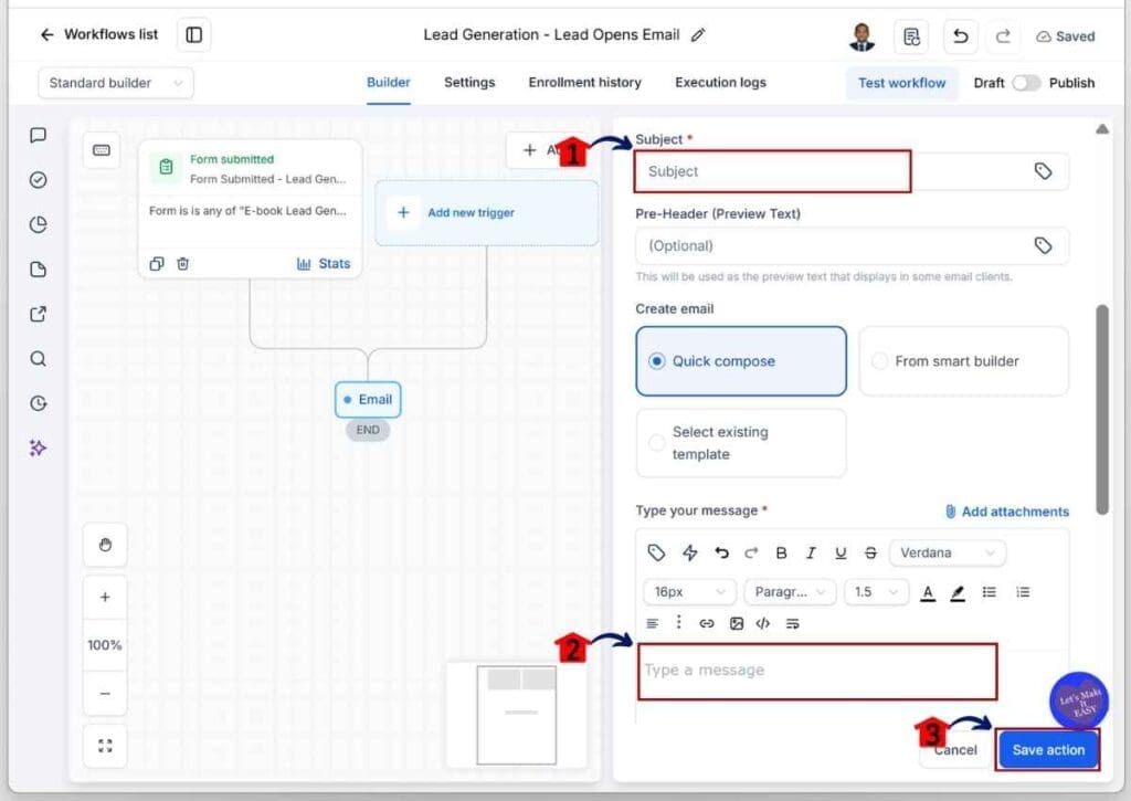 GHL Email Open Automation - Add the Opt-in Email Subject Line and Body