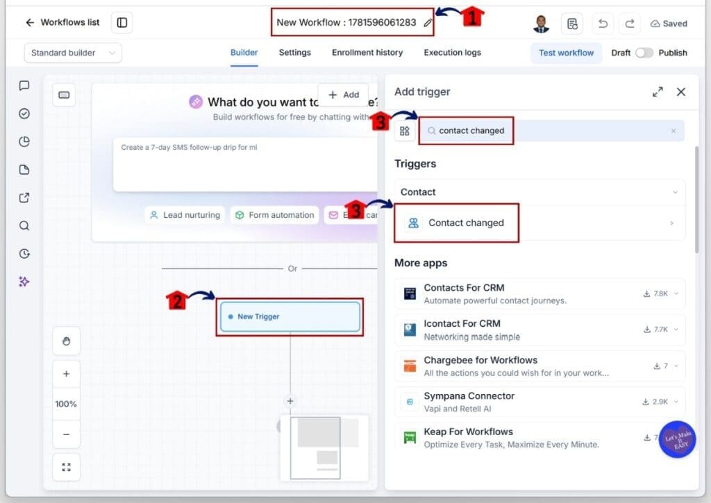 ghl-lead-alert-automation-contact-changed GoHighLevel Lead Alert Automation - Set the Contact Changed Trigger After Renaming Your Workflow