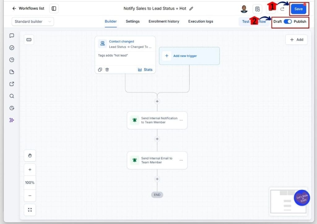 ghl-lead-alert-automation-publish-save GHL Lead Alert Automation - Publish and Save Your Workflow