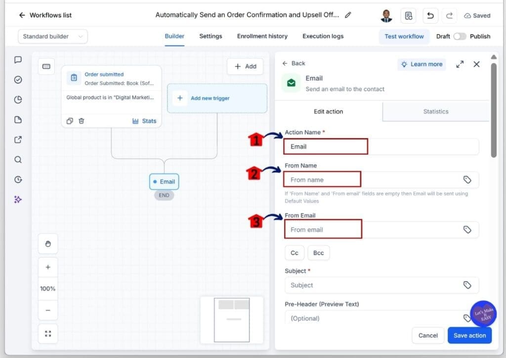 Post Purchase Automation - Set the Sender Name and Email Address