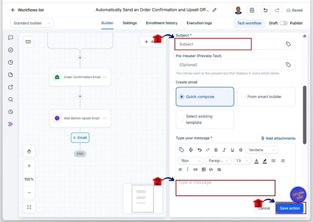Post Purchase Automation - Add the Email Subject Line and Upsell Email Body