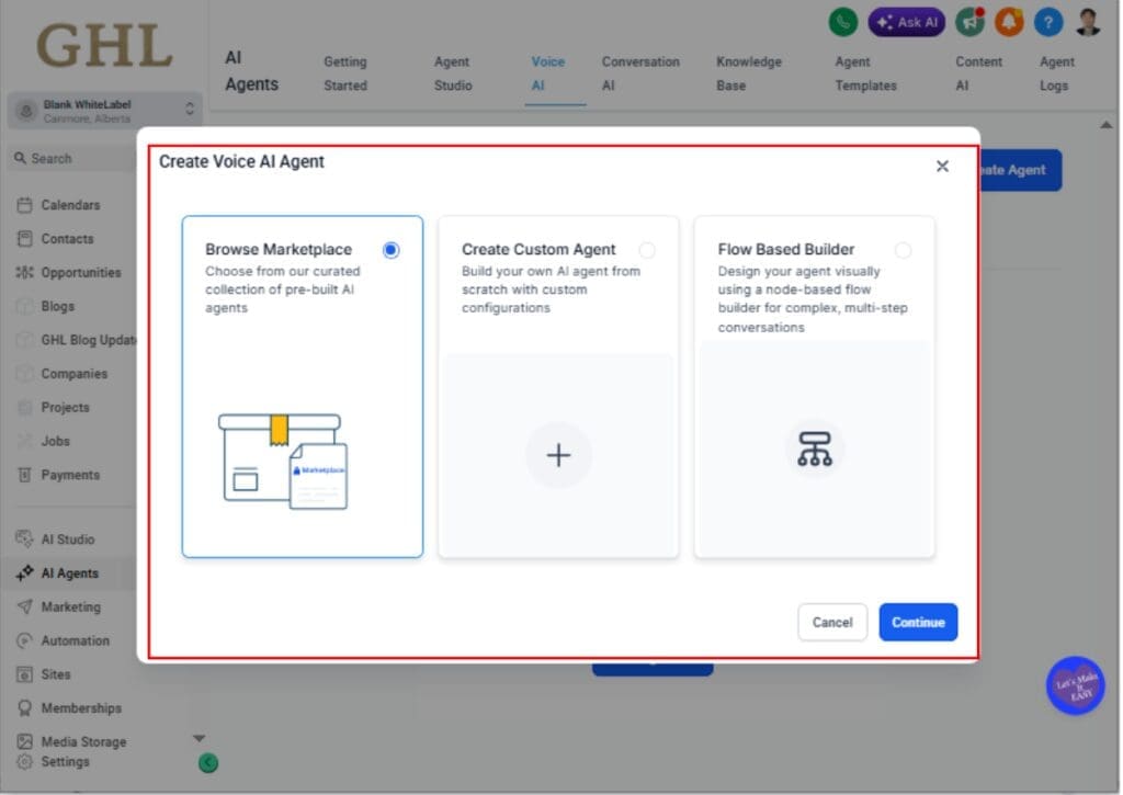GHL Voice AI – Create a New Voice AI Agent