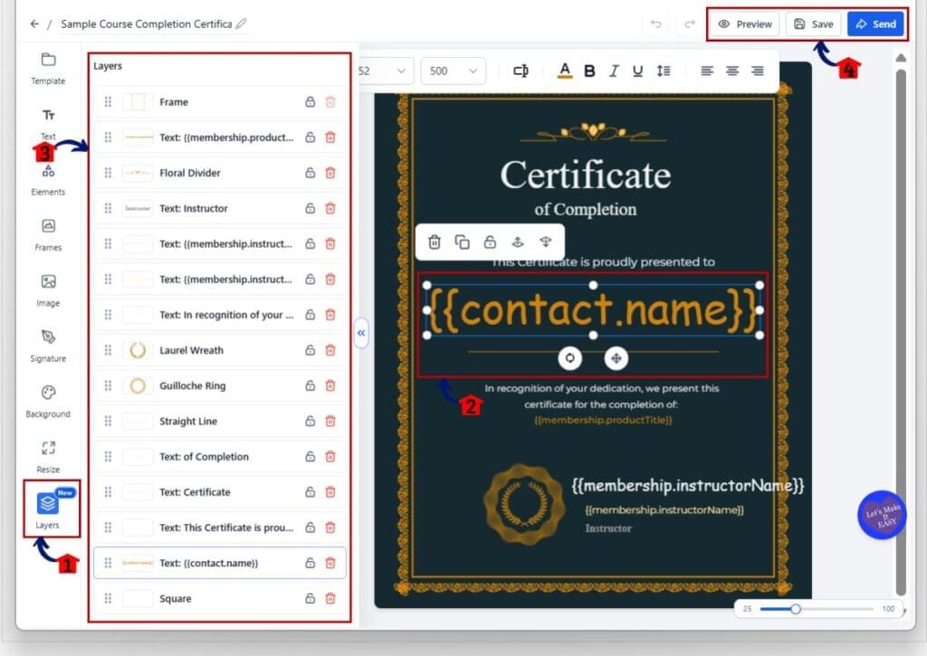 ghl certificate layers - panel