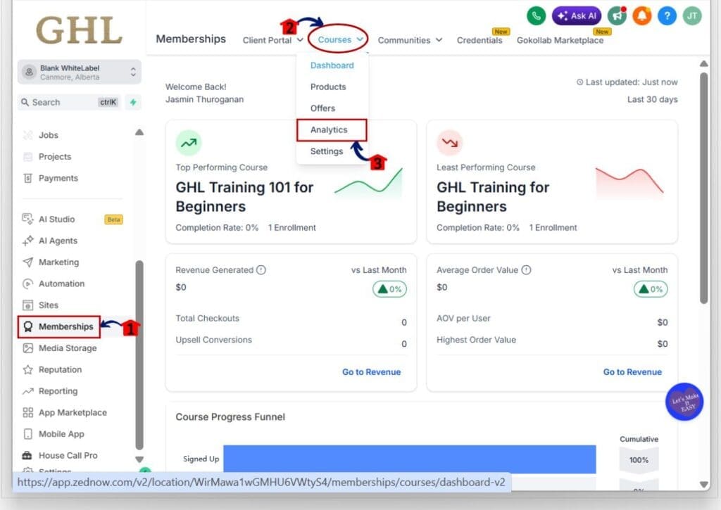 course-progress-analytics-step01 how to use ghl course progress analytics