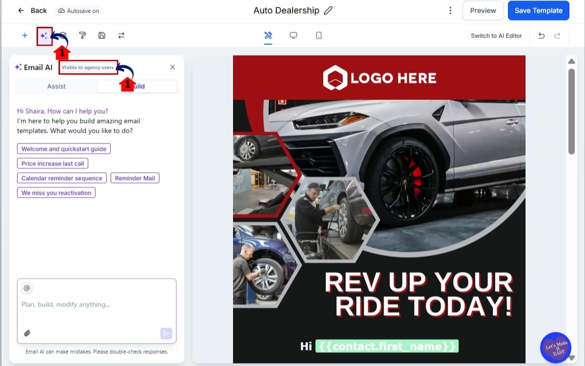 Email AI Templates
- Look for Visible to Agency Users Only