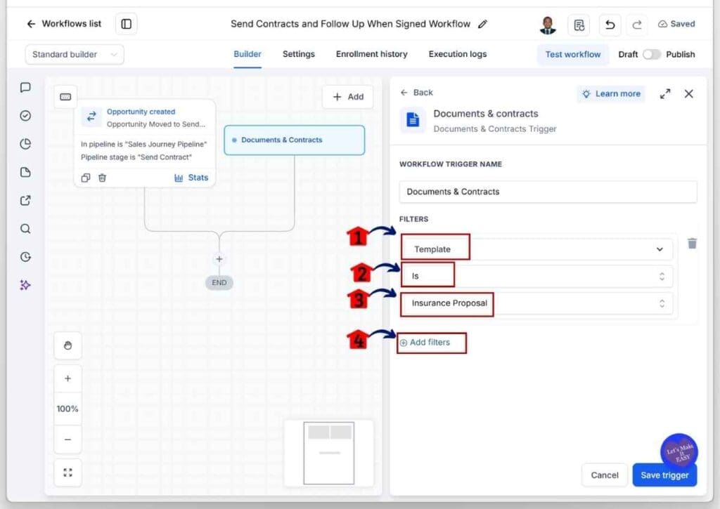 GHL Client Contract Automation - Set Template as the First Filter