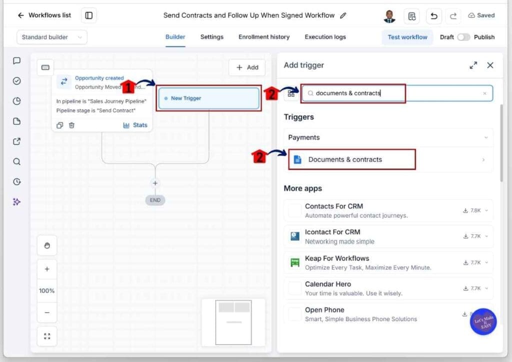 GoHighLevel Client Contract Automation - Add the Documents & Contracts Trigger
