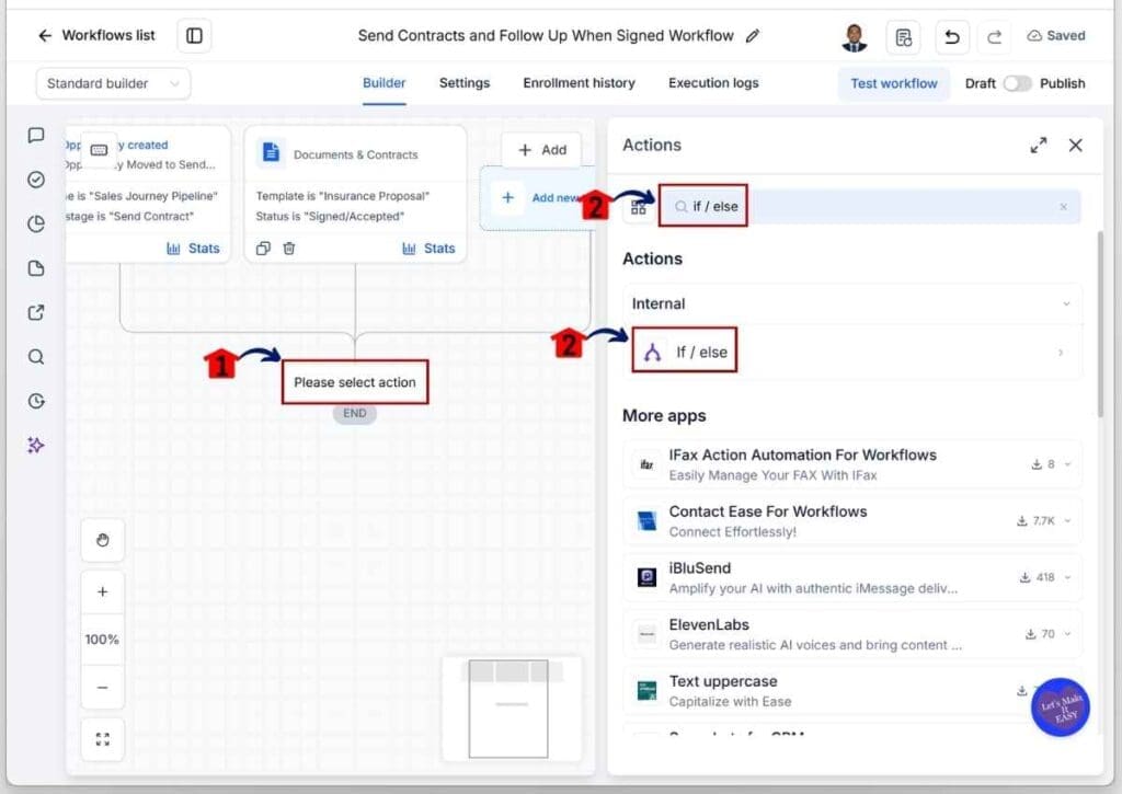 Client Contract Automation - Add the If / Else Action