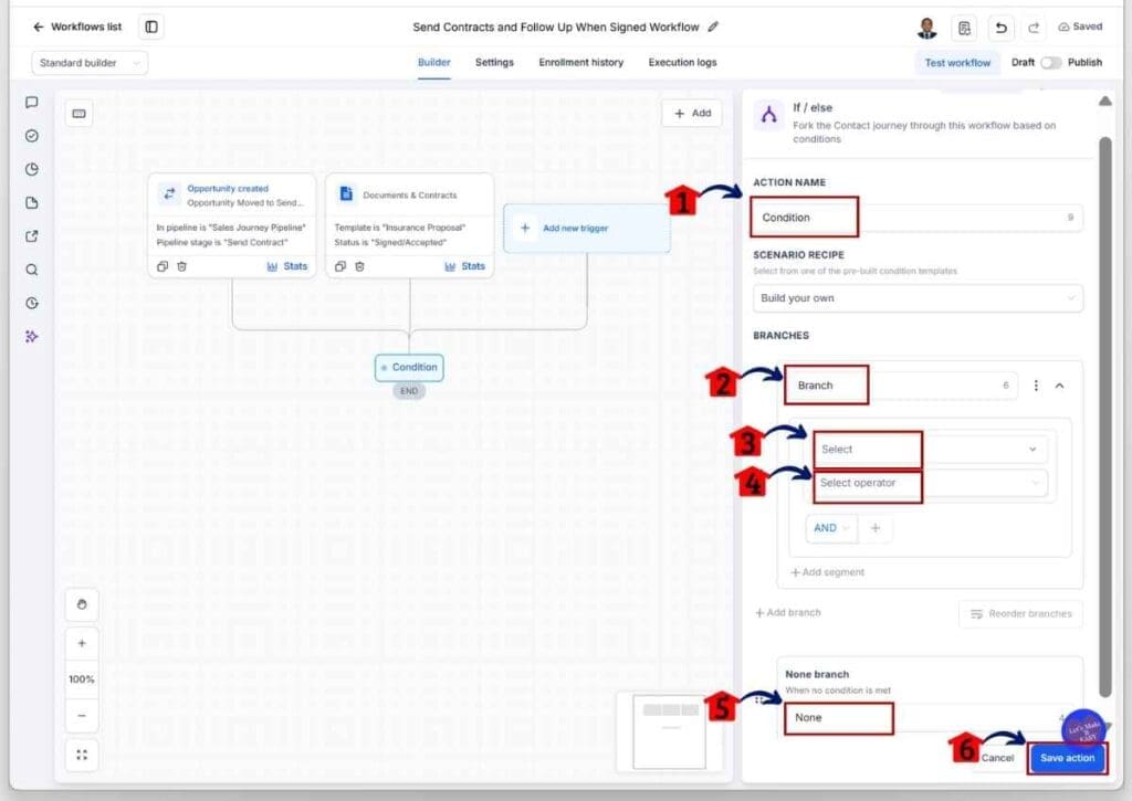 GHL Client Contract Automation - Configure Signed and Unsigned Branches