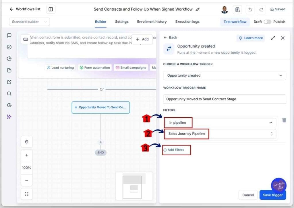 Client Contract Automation - Set In Pipeline as the First Filter