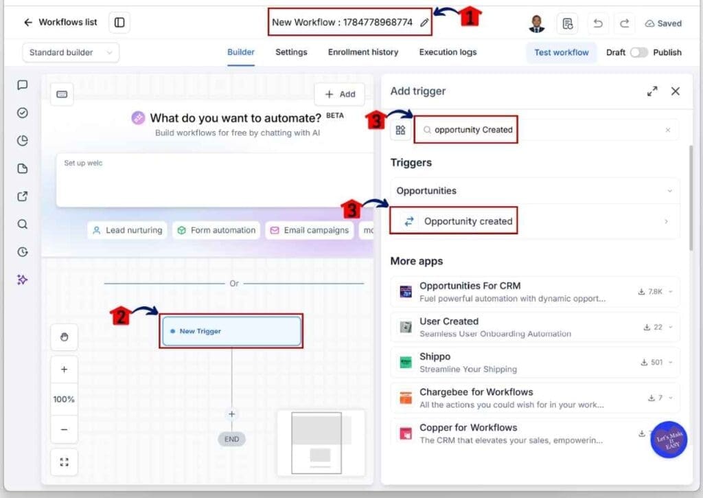 GHL Client Contract Automation - Set the Opportunity Created Trigger