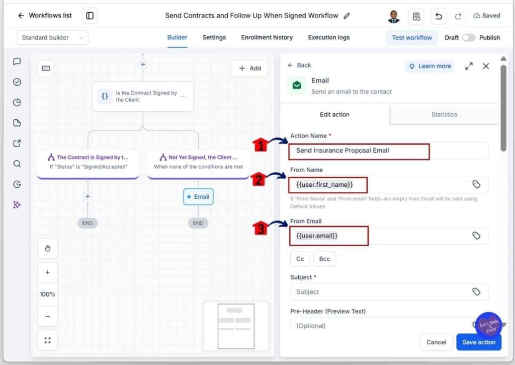 Client Contract Automation - Set the Unsigned Email Sender Details
