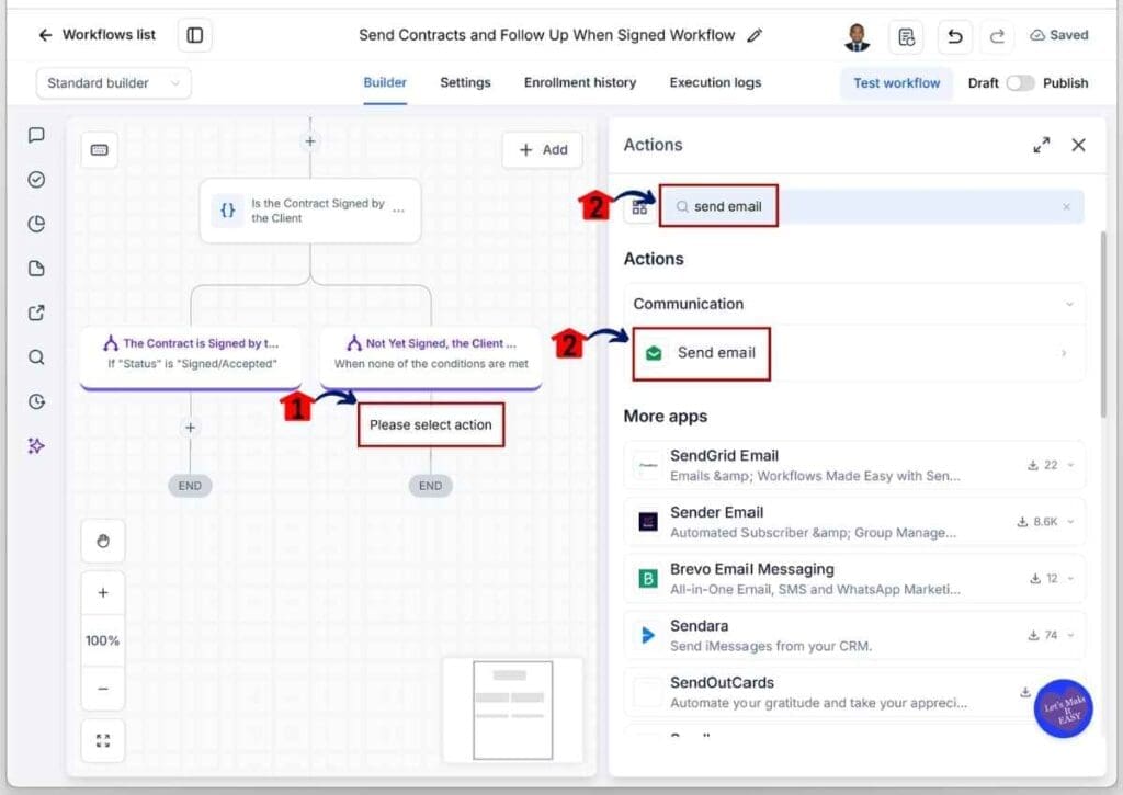 GoHighLevel Client Contract Automation - Add Email to the Unsigned Bra