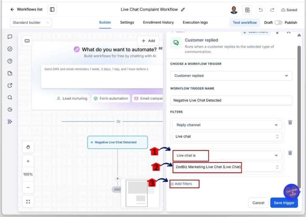ghl-customer-complaint-automation-live-chat GHL Customer Complaint Automation - Select the Live Chat Widget