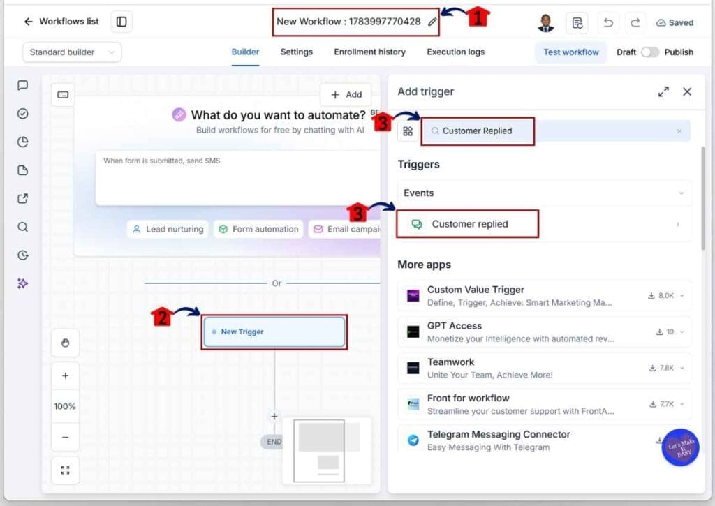 ghl-customer-complaint-automation-trigger GHL Customer Complaint Automation - Set the Customer Replied Trigger