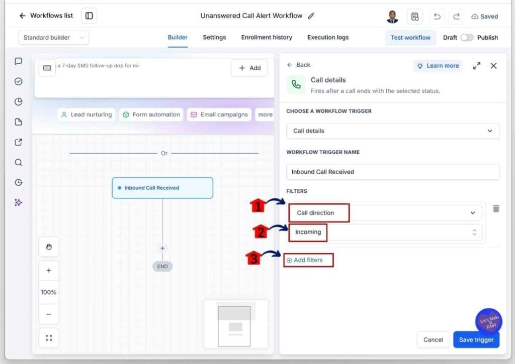Missed Calls Automation - Set Call Direction to Incoming