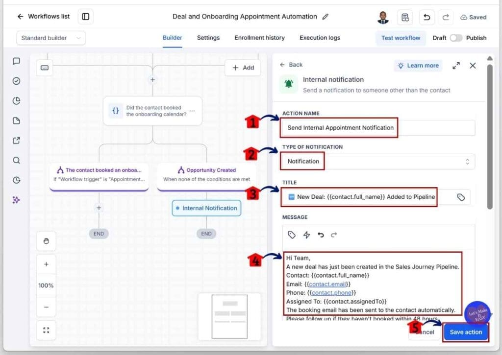 ghl-onboarding-calendar-link-booking-team Onboarding Calendar Link - Set the Team Notification Name and Message.