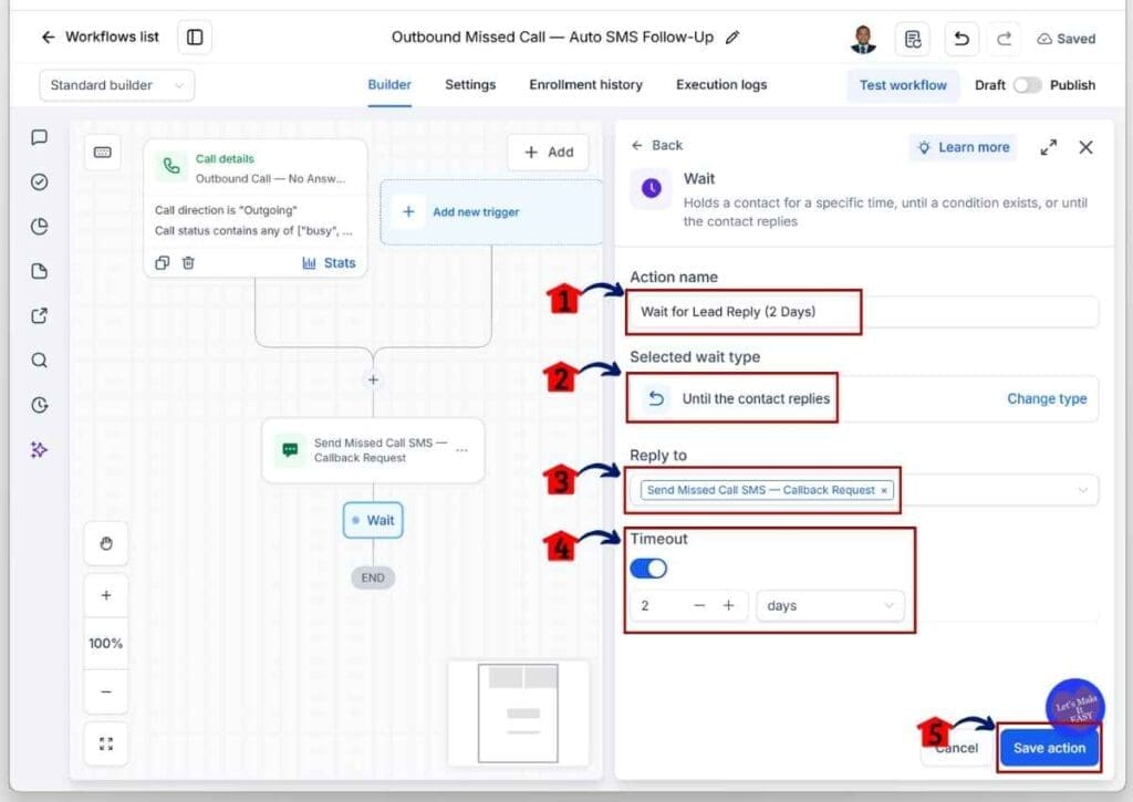 ghl-sms-callback-workflow-contact-replies GoHighLevel SMS Callback Workflow - Wait for the Contact to Reply