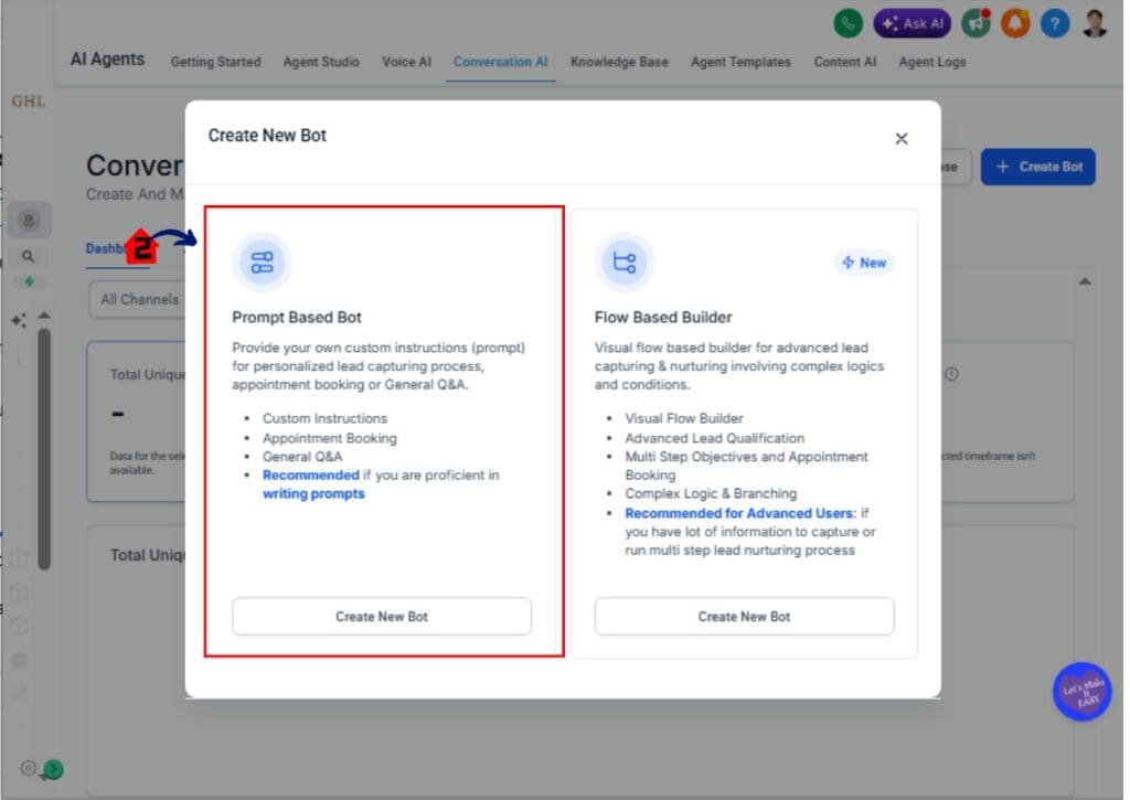 GHL Conversation AI – Create a New Conversation AI