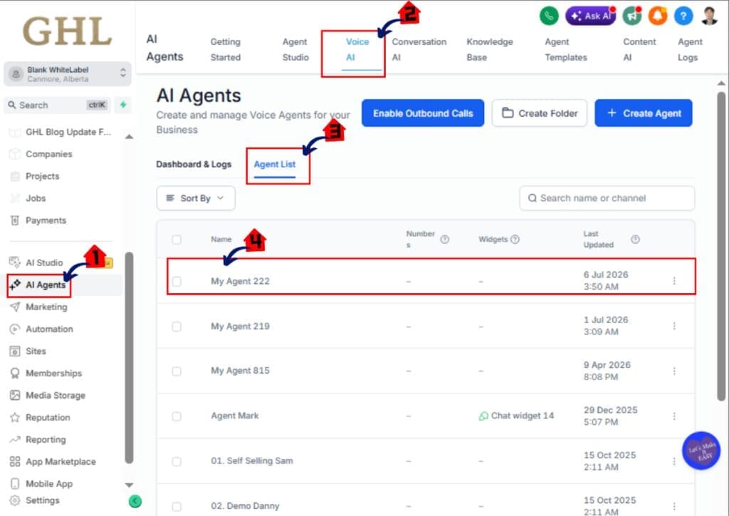 GoHighLevel Voice AI Prompts – Access the Voice AI page
