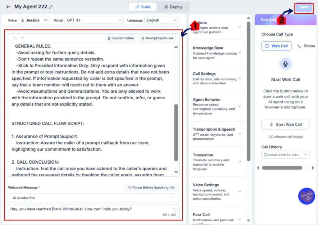 GHL Voice AI Prompts – Save Your Prompt