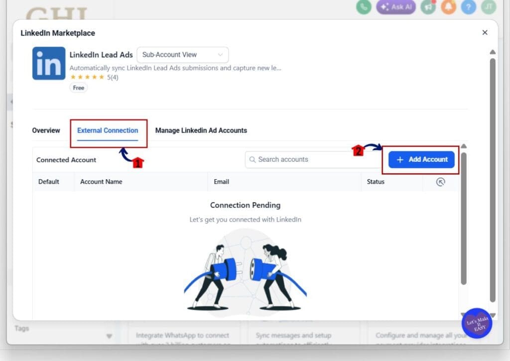linkedin-integration-step04 gohighlevel linkedin integration - connect
