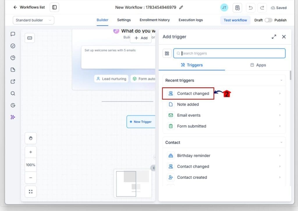 gohighlevel workflow field search - contact changed