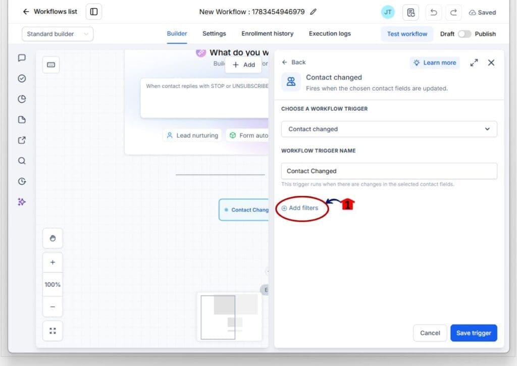 workflow field search - add filter